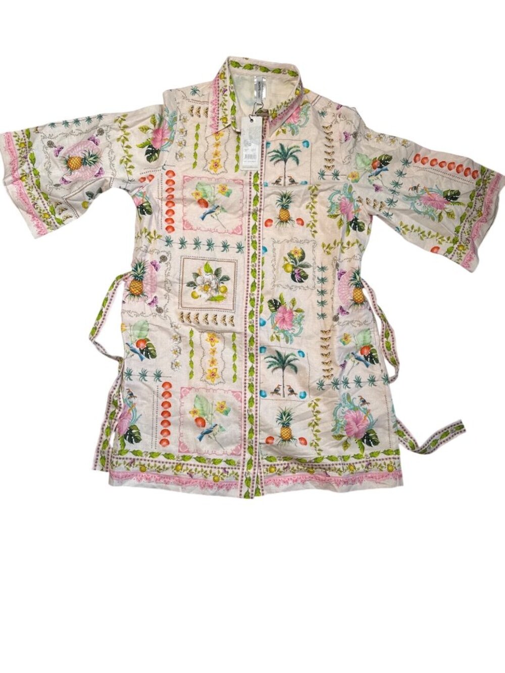 NWT Monte & Lou Linen Shirt Dress Camo Size Medium - Picture 5 of 10